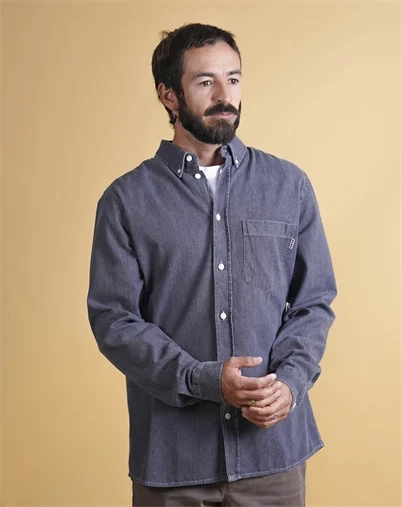 Elsk - Chambray Mens BD Skjorte - Washed Grey